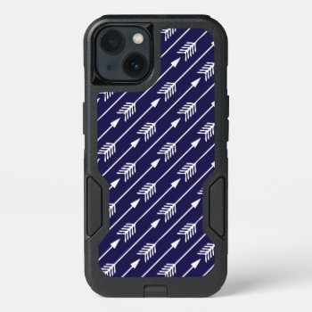 Navy Blue Arrows Pattern Iphone 13 Case by heartlockedcases at Zazzle