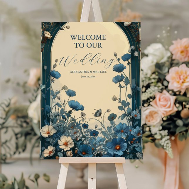 Navy Blue Art Nouveau Wedding Foam Board (Creator Uploaded)