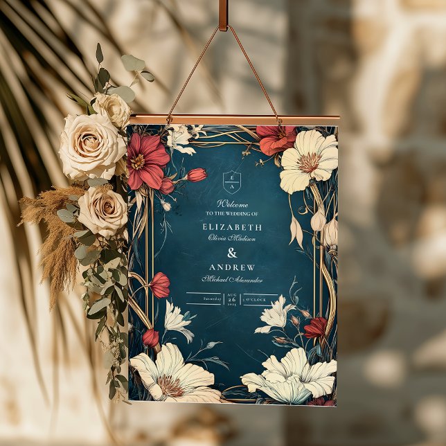 Navy Blue Art Nouveau Wedding Foam Board (Creator Uploaded)