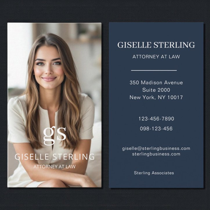 Navy Blue Attorney At Law Photo Professional Business Card