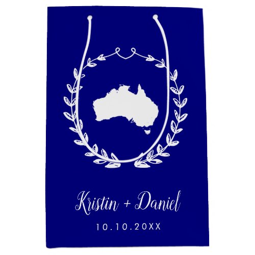 Navy Blue Australia Map Wedding Welcome Swag Medium Gift Bag