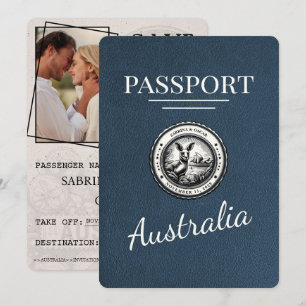Navy Blue Australia Passport Save The Date