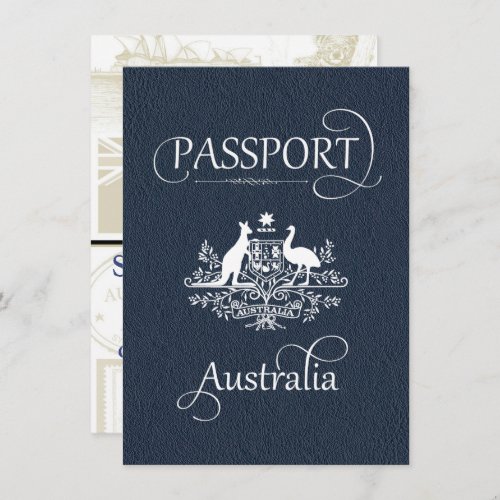 Navy Blue Australia Passport Save the Date Card