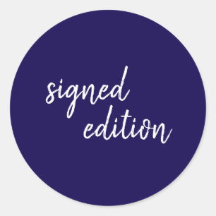 Navy Blue Author Signed Copy Round Seal Design