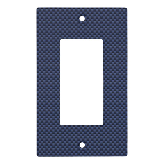 Navy Blue Automotive Carbon Fiber Weave Print Light Switch Cover (Front)
