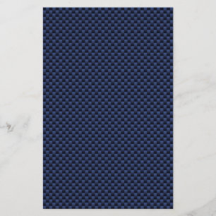 Navy Blue Automotive Carbon Fiber Weave Print Stationery