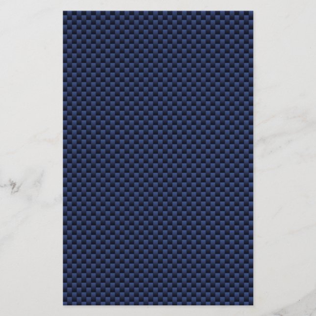 Navy Blue Automotive Carbon Fiber Weave Print Stationery (Front)