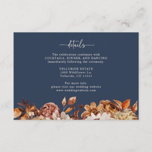 Navy Blue Autumn Details Enclosure Card