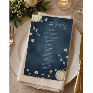 Navy Blue Autumn Pumpkin Wedding Program