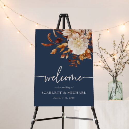 Navy Blue Autumn Welcome Poster