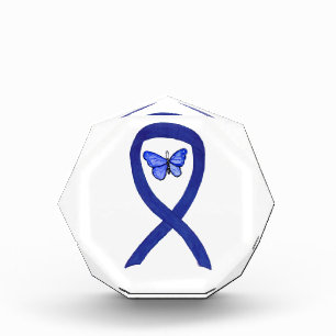 Navy Blue Awareness Ribbon Butterfly Art Award