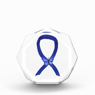 Navy Blue Awareness Ribbon Butterfly Paperweight Acrylic Award