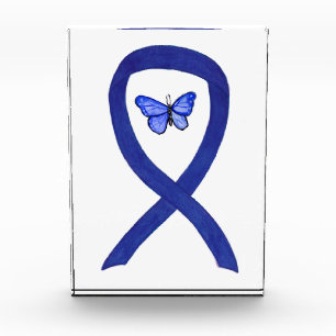 Navy Blue Awareness Ribbon Butterfly Paperweight Acrylic Award