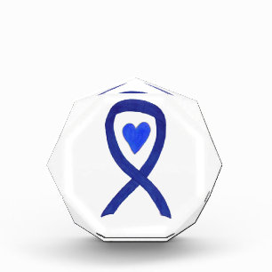 Navy Blue Awareness Ribbon Heart Art Award