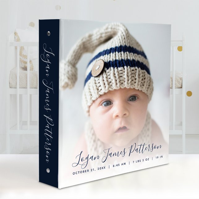 Navy Blue Baby Boy Photo Album 3 Ring  3 Ring Binder (Creator Uploaded)
