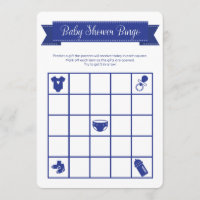 Navy Blue Baby Shower Bingo Game Double Sided Invitation