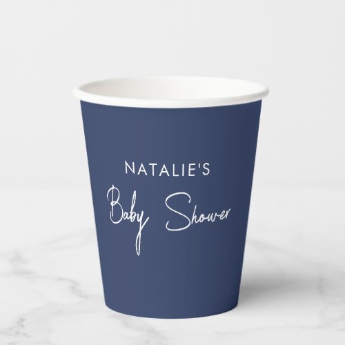 Navy Blue Baby Shower Party Simple Paper Cups