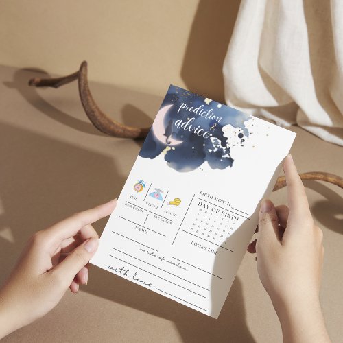 Navy blue Baby shower prediction and advices game Invitation