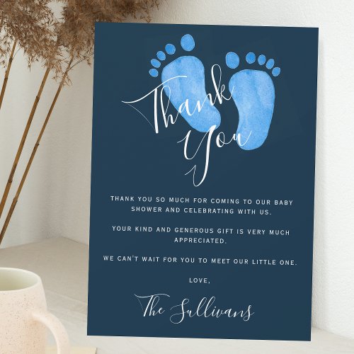 Navy Blue Baby Shower Thank You Card