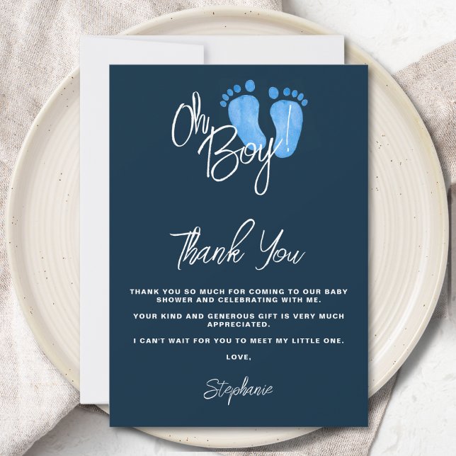 Navy Blue Baby Shower Thank You Card (Creator Uploaded)