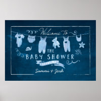 Navy Blue Baby Shower Welcome Sign Poster