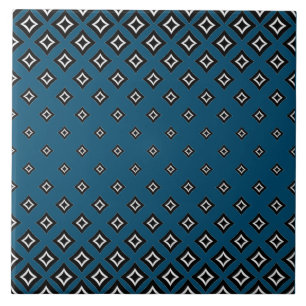 Navy Blue Background and Geometric Square Pattern Ceramic Tile