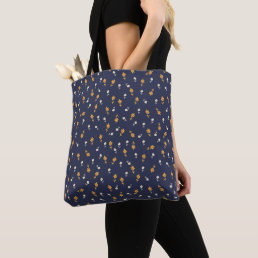 Navy Blue Bag with Tiny Cream and Yellow Flowers