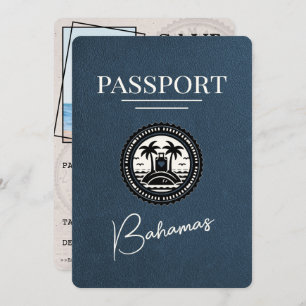 Navy Blue Bahamas Passport Save The Date
