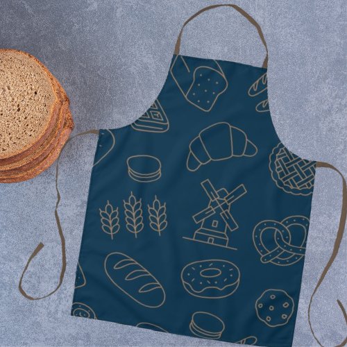 Navy Blue Baking  Cooking Bread Donuts Kitchen Apron