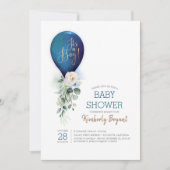 Navy Blue Balloon It's a Boy Baby Shower Invitation (Front)