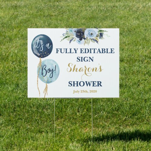 Navy blue balloons Baby Shower boy Sign