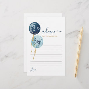 Navy Blue balloons boy Advice for Mom To Be card
