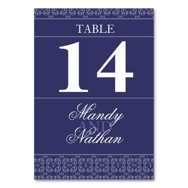 Navy blue banded table numbers (Front)