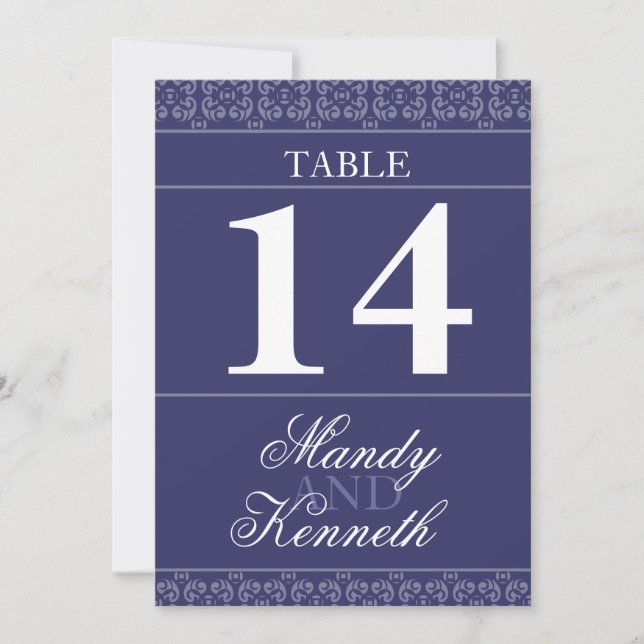 Navy blue banded wedding table numbers (Front)