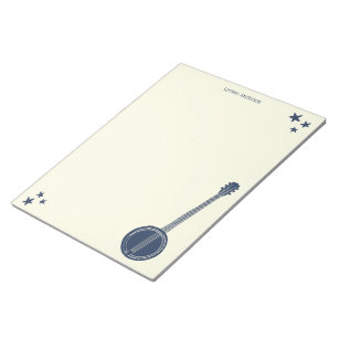 Navy Blue Banjo Personalized Writing Paper Notepad
