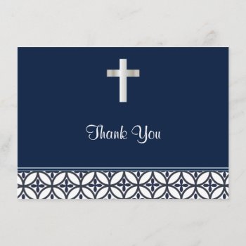 Navy Blue Baptism Thank You by OnceForAll at Zazzle
