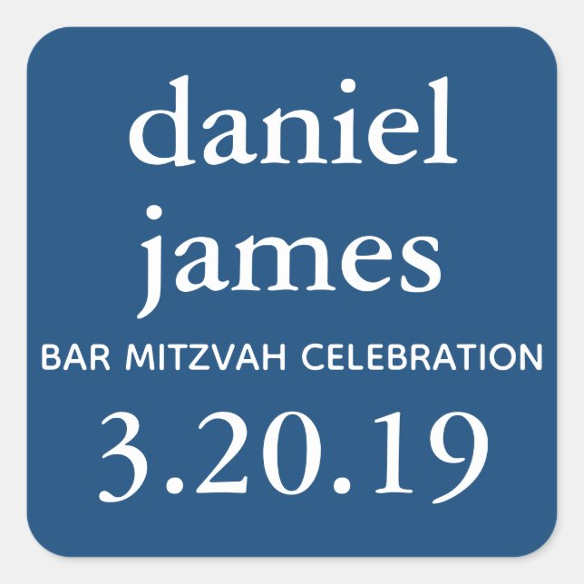 Navy Blue Bar Mitzvah Favor Tag (Front)