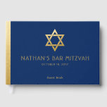 Navy Blue Bar Mitzvah Gold Star of David Custom Guest Book<br><div class="desc">Elegant modern blue and gold classic bar mitzvah personalized custom printed guest book with custom name,  date and Star of David.</div>