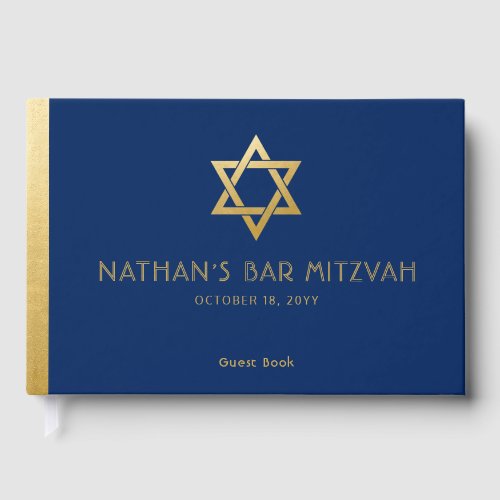 Navy Blue Bar Mitzvah Gold Star of David Custom