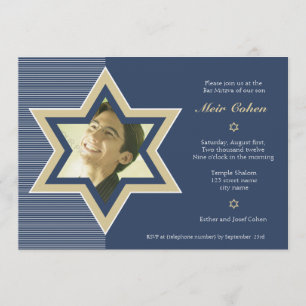 Navy Blue - Bar Mitzvah Invitation