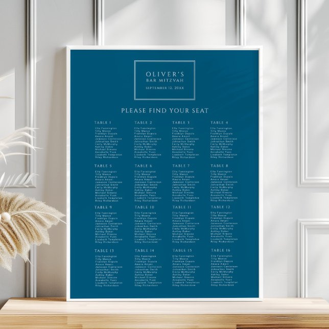 Navy Blue Bar Mitzvah Seating Chart Poster (Creator Uploaded)
