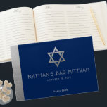 Navy Blue Bar Mitzvah Silver Star of David Custom Guest Book<br><div class="desc">Elegant modern blue and silver classic bar mitzvah personalized custom printed guest book with custom name,  date and Star of David.</div>