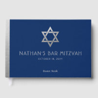 Navy Blue Bar Mitzvah Silver Star of David Custom