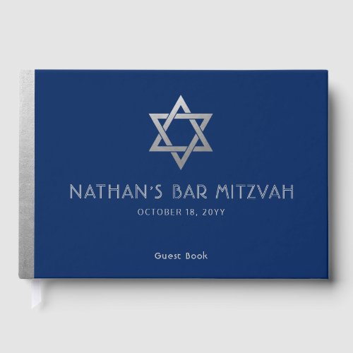 Navy Blue Bar Mitzvah Silver Star of David Custom