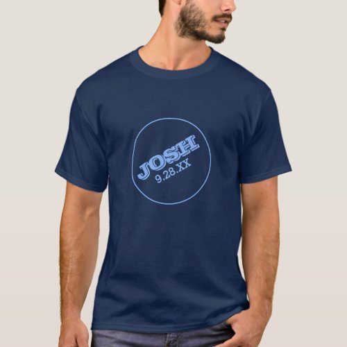 Navy Blue Bar Mitzvah with Name Logo T_Shirt