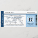 Navy Blue Bar Mitzvah World Traveler Boarding Pass Invitation<br><div class="desc">Fun travel themed Bat Mitzvah / Bar Mitzvah Invitation in the style of a Boarding Pass. Trendy colors of NAVY BLUE AND LIGHT BLUE with a SILVER GRAY world map and Star of David. Check out my shop for other locations. If you need a different location or a color change...</div>