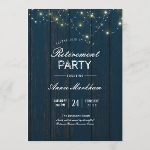 Navy Blue Barn Board Retirement Invitation
