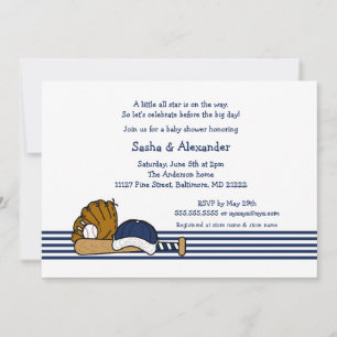 Navy Blue Baseball baby shower birthday party Invitation