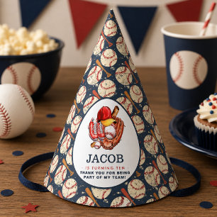 Navy Blue Baseball Kids Birthday Party Watercolor Hat