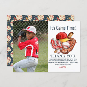 Navy Blue Baseball Kids Birthday Party Watercolor Postcard